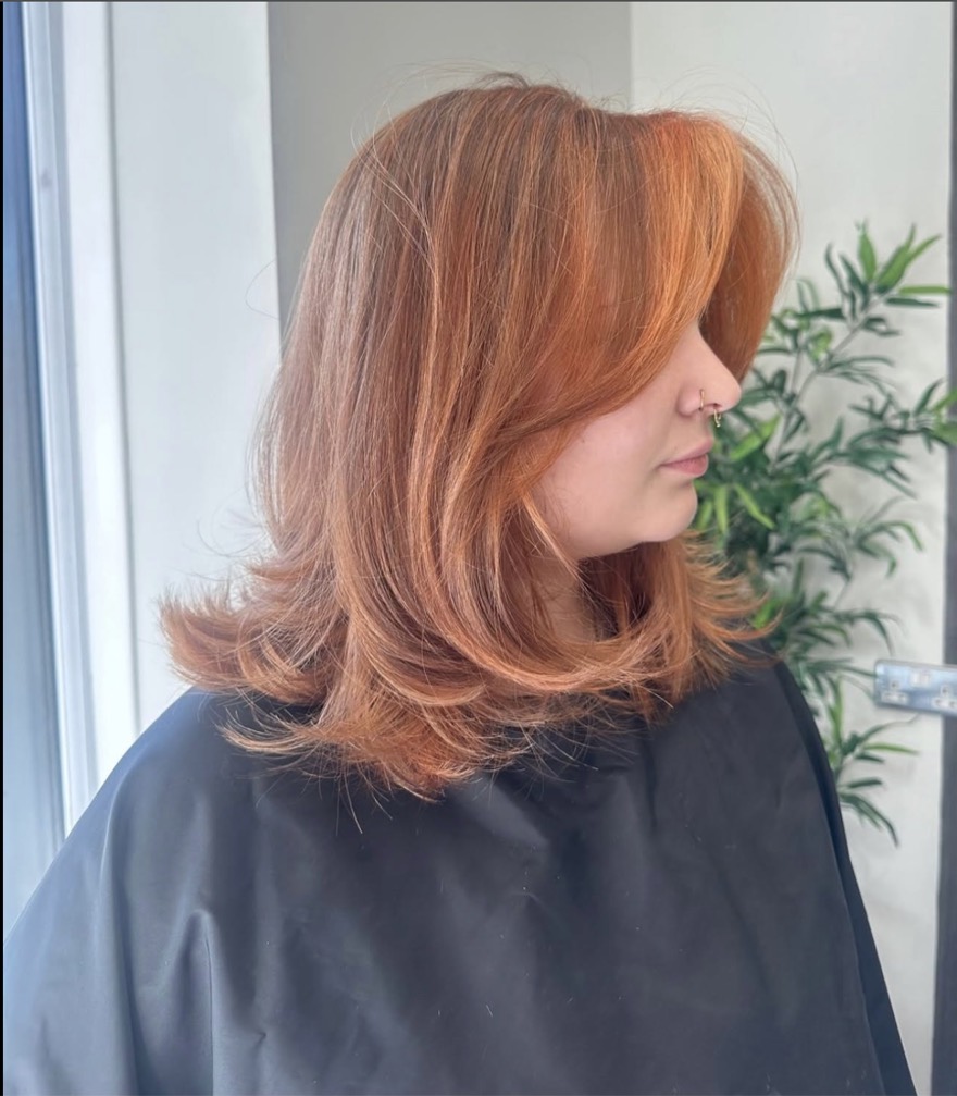 Copper layered haircut with movement